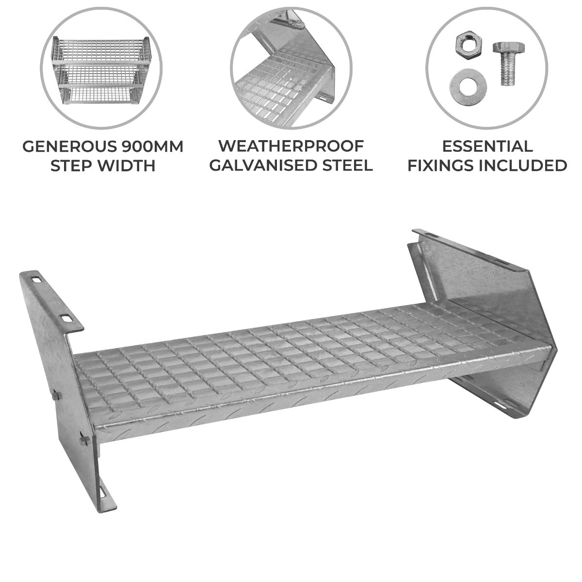 Additional Galvanised Steel Steps - 900mm Wide - Used - Acceptable
