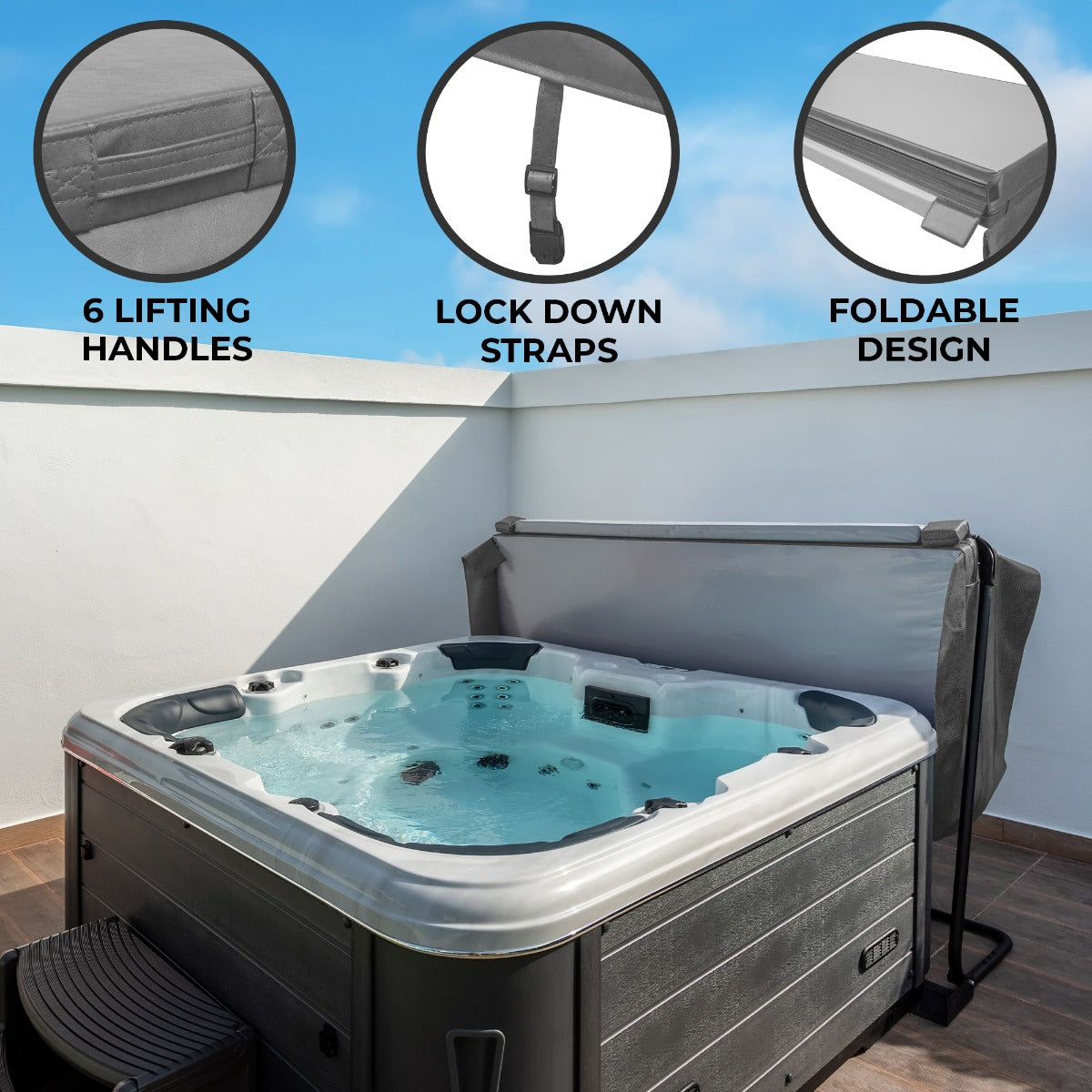 2.1m Hot Tub Spa Cover - Grey - Used - Acceptable