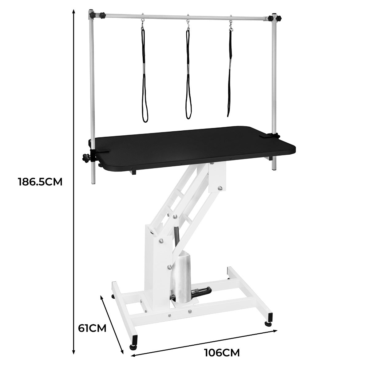 White Hydraulic Grooming Table - Black Table Top - Used - Good
