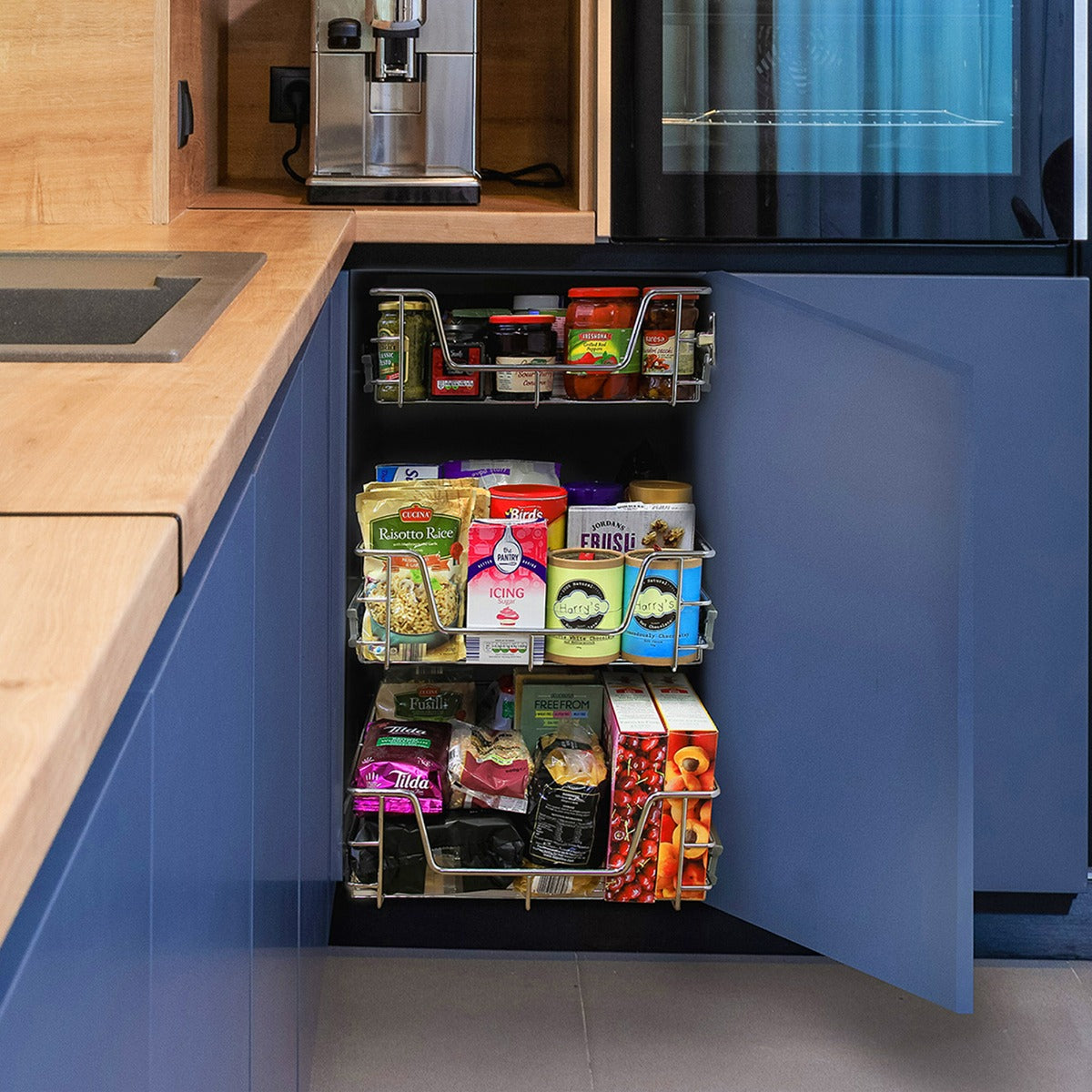 2 x KuKoo Kitchen Pull Out Storage Baskets – 400mm Wide Cabinet - Used - Acceptable