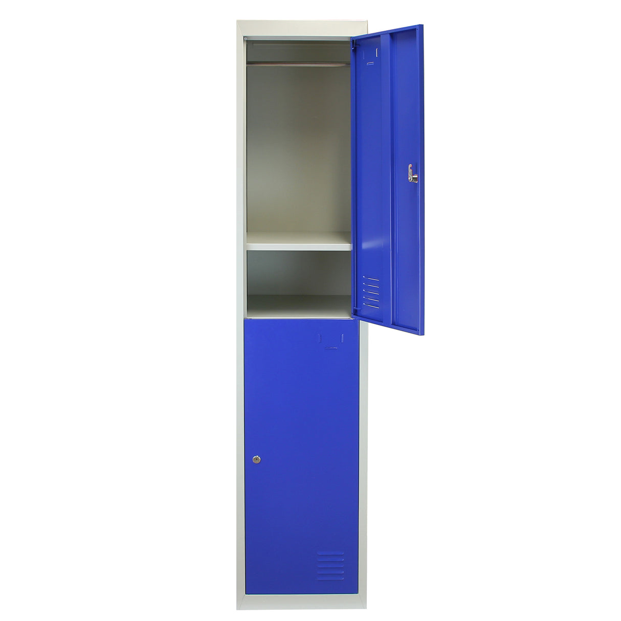 Metal Storage Lockers - Two Doors, Flatpacked, Blue - Used - Acceptable