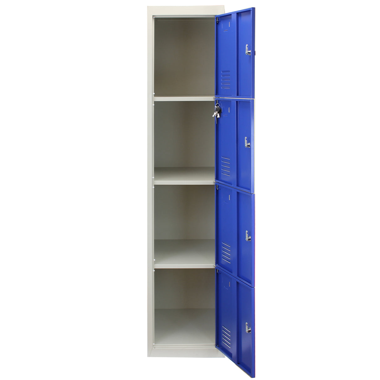 Metal Storage Lockers - Four Doors, Flatpacked, Blue - Used - Acceptable