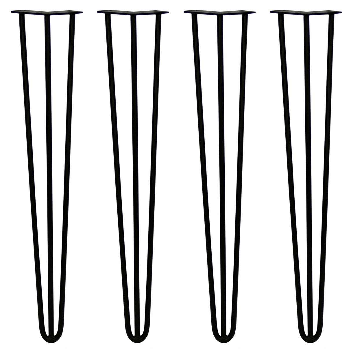 4 x 28" Hairpin Legs - 3 Prong - 12mm - Black - Like New