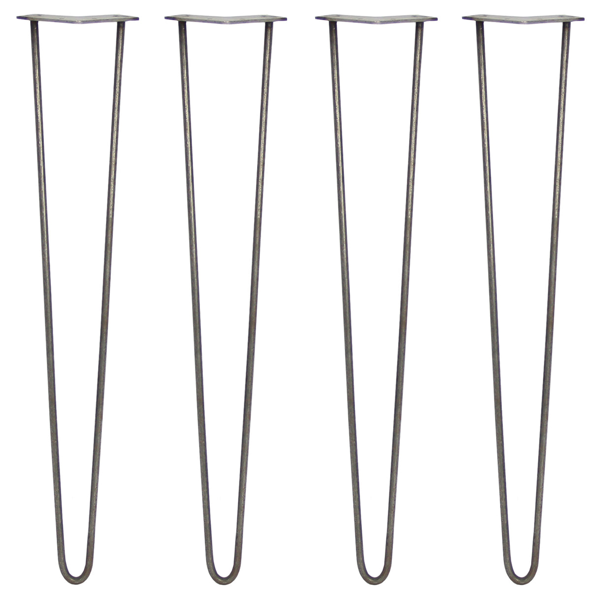 4 x 28" Hairpin Legs - 2 Prong - 10mm - Raw Steel - Like New