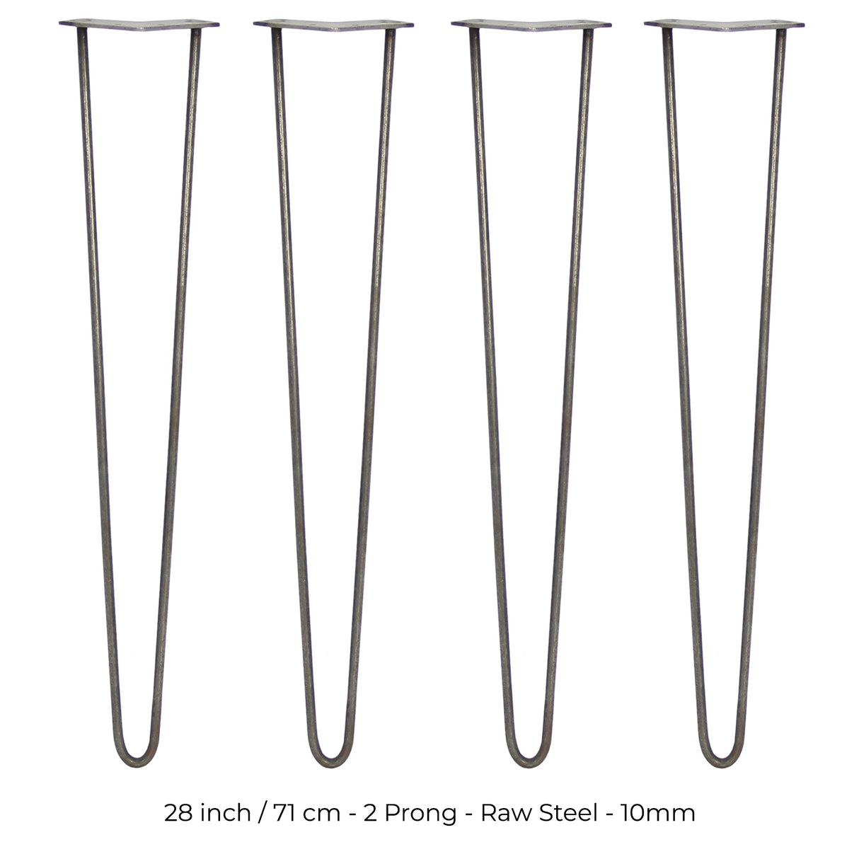 4 x 28" Hairpin Legs - 2 Prong - 10mm - Raw Steel - Like New