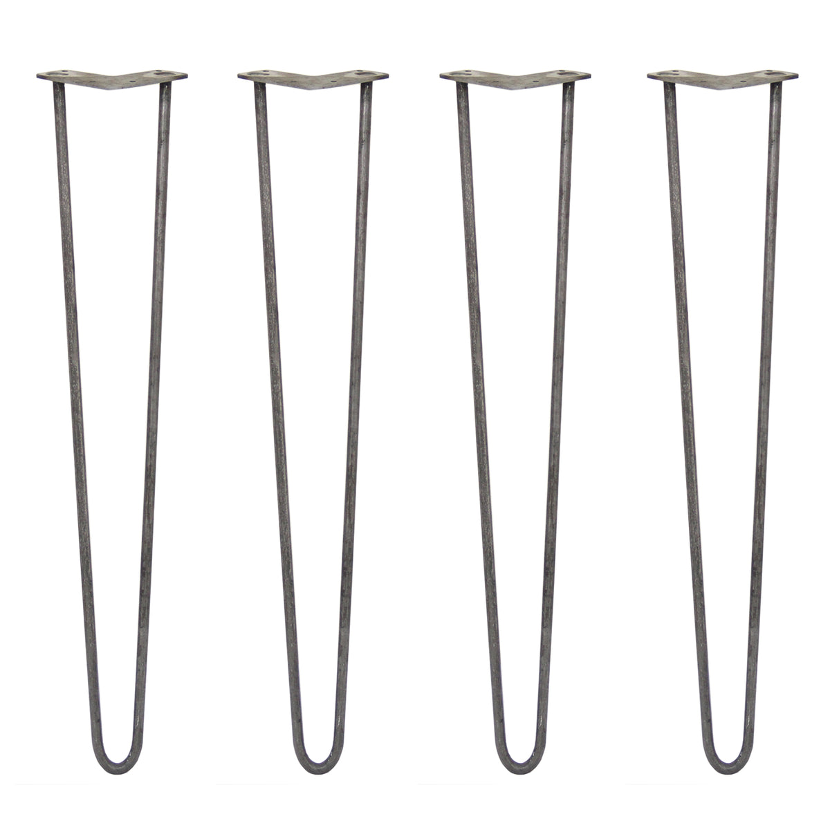 4 x 28" Hairpin Legs - 2 Prong - 12mm - Raw Steel - Used - Good