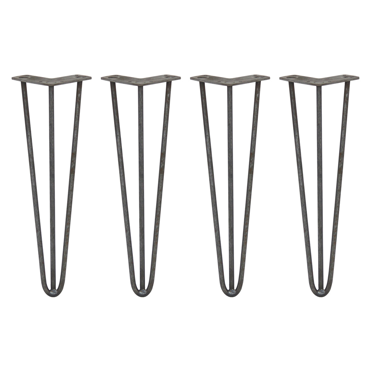 4 x 16" Hairpin Legs - 3 Prong - 10mm - Raw Steel - Used - Acceptable