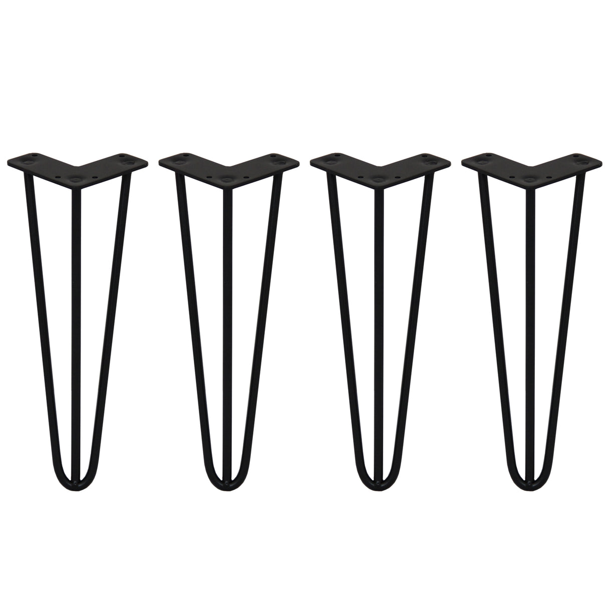 4 x 14" Hairpin Legs - 3 Prong - 10mm - Black - Used - Good