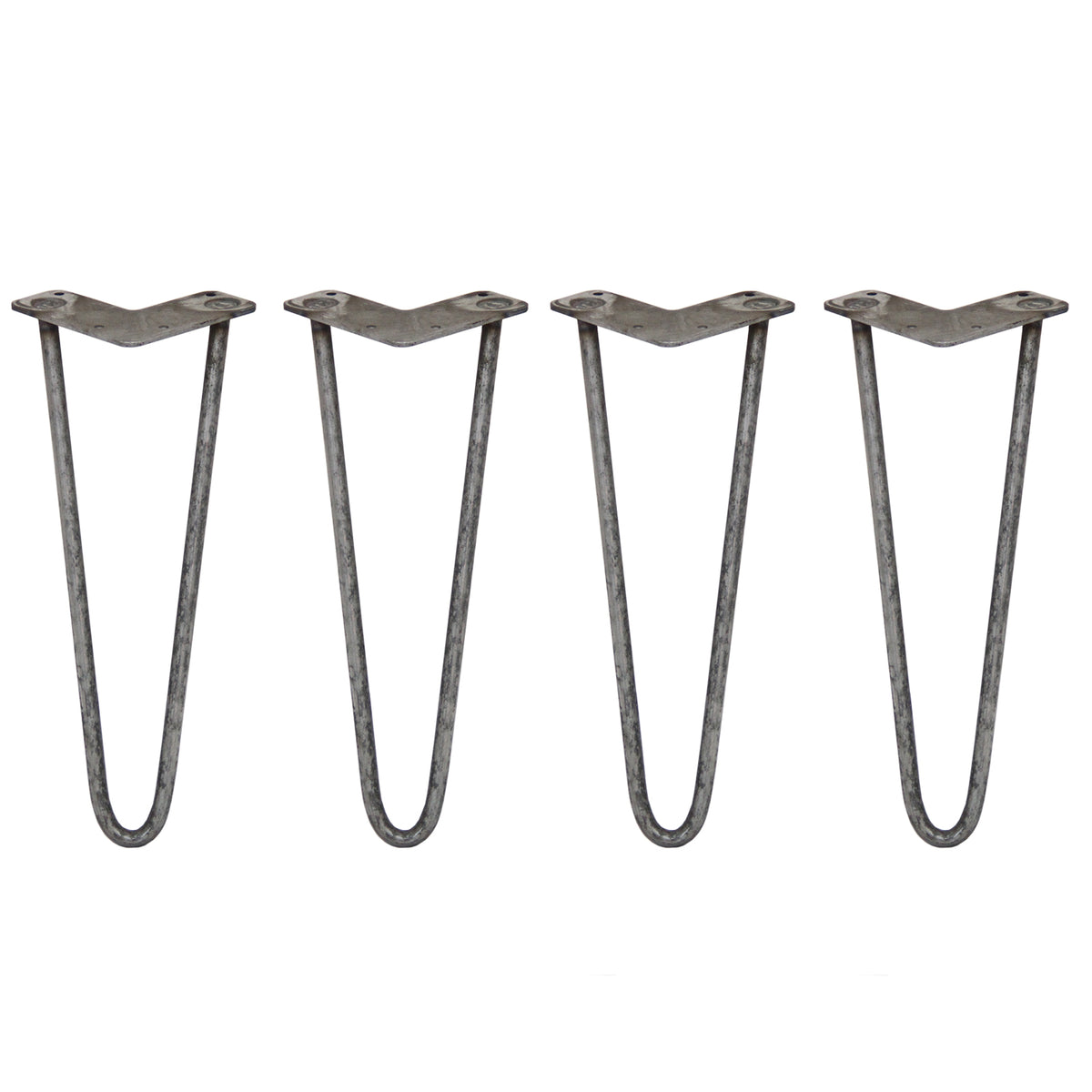 4 x 14" Hairpin Legs - 2 Prong - 12mm - Raw Steel - Used - Very Good