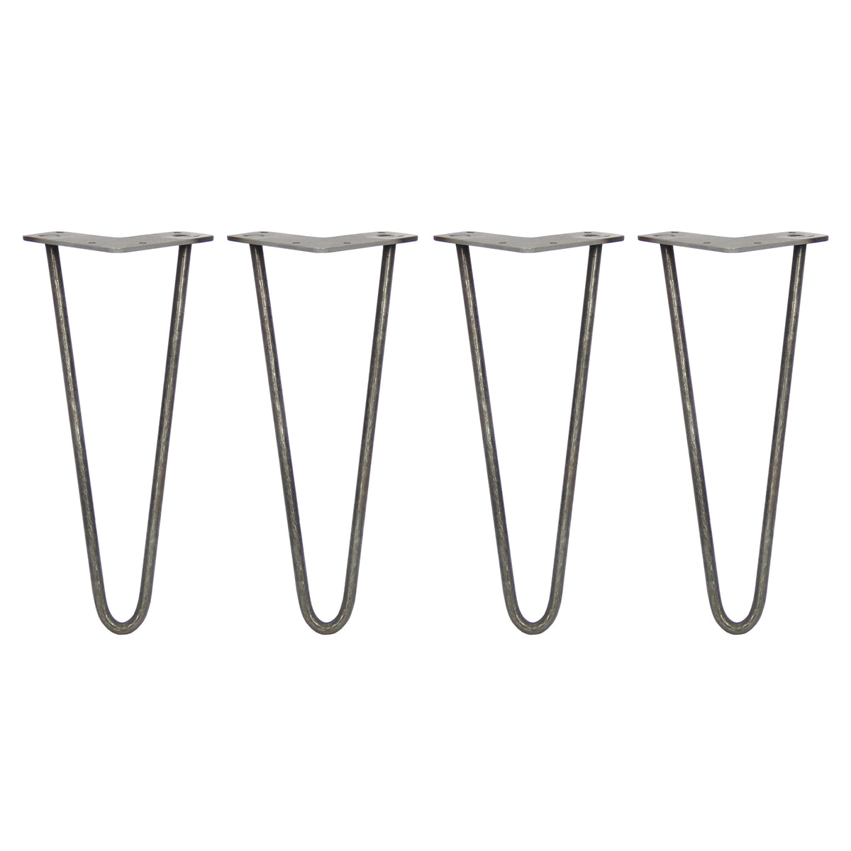4 x 12" Hairpin Legs - 2 Prong - 10mm - Raw Steel - Like New