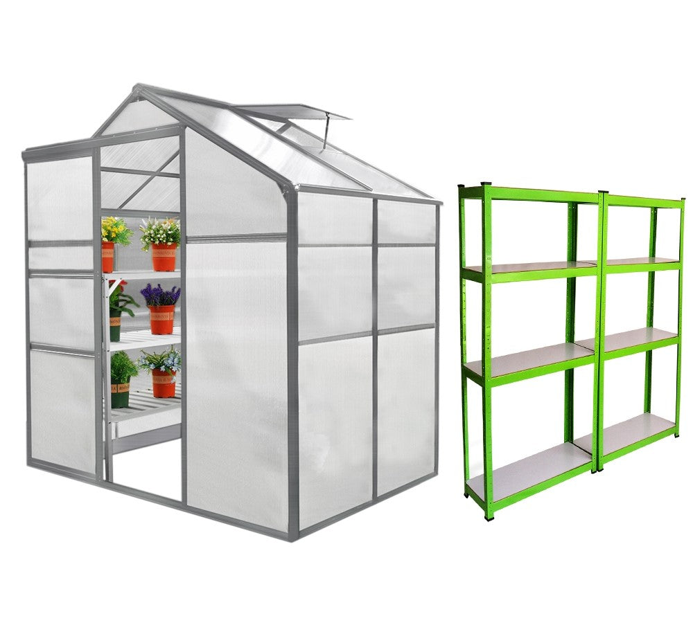 Greenhouse 6ft x 4ft And 2 x Water-resistant Racks - Used - Very Good