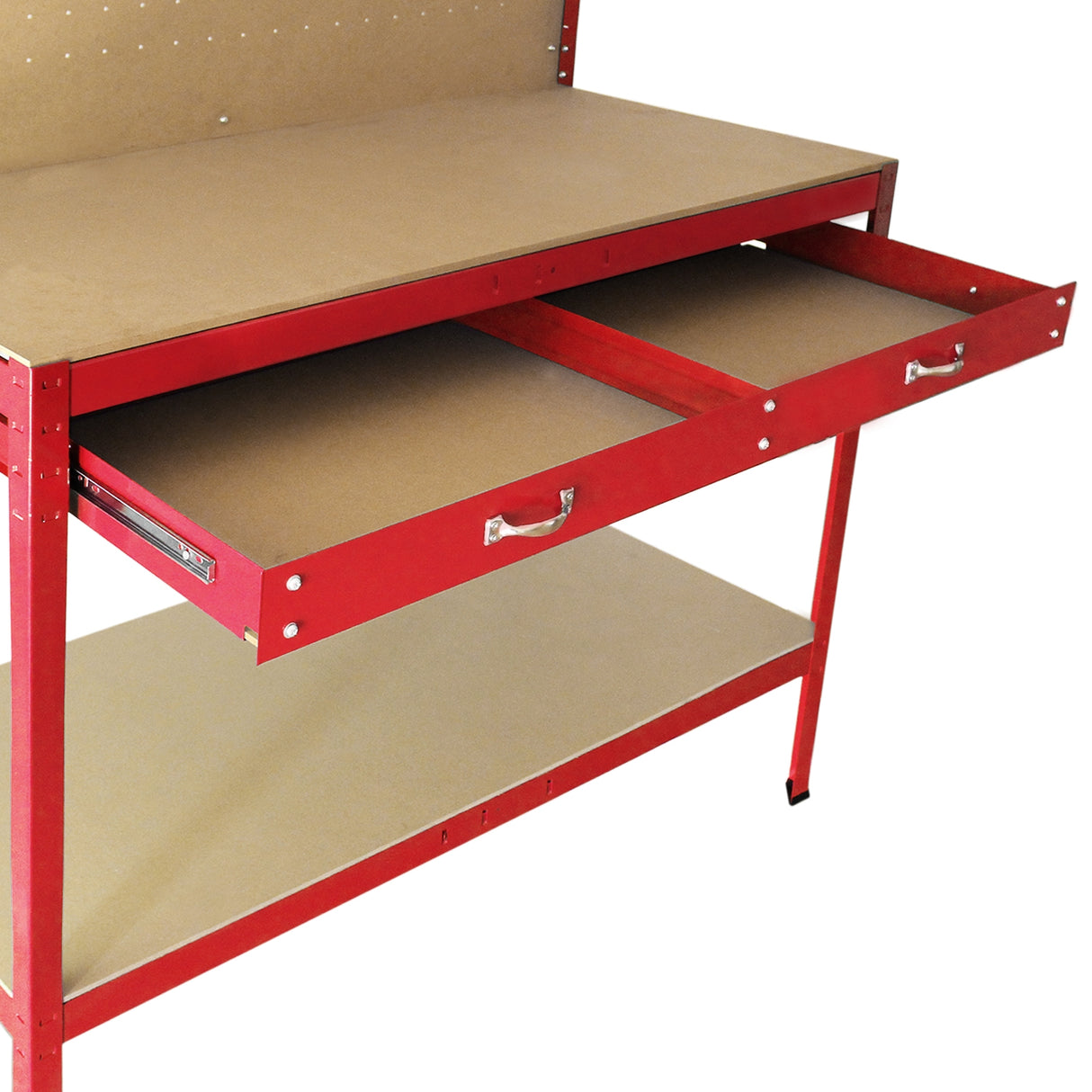 Workbench With Pegboard And Drawer In Red - Used - Acceptable
