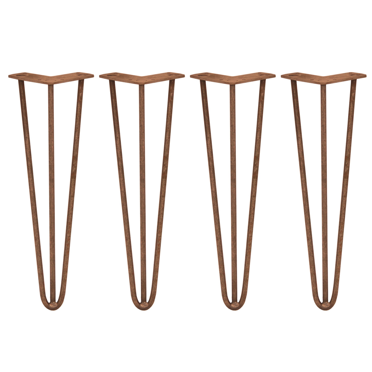 4 x 16" Hairpin Legs - 3 Prong - 10mm - Antique Copper - Used - Very Good