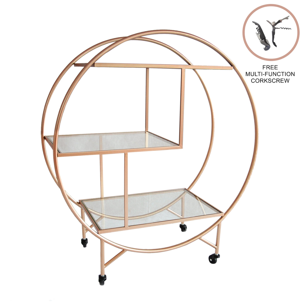 Rose Gold Drinks Trolley Bar Cart - Large - Used - Acceptable