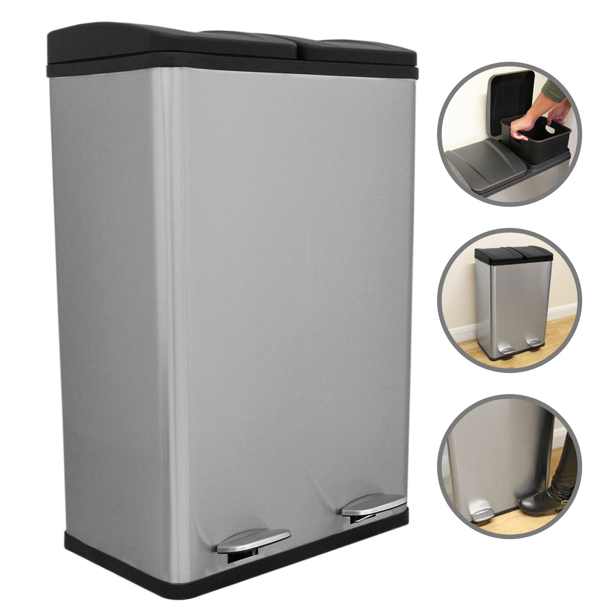 60L Dual Pedal Bin In Stainless Steel - Used - Acceptable