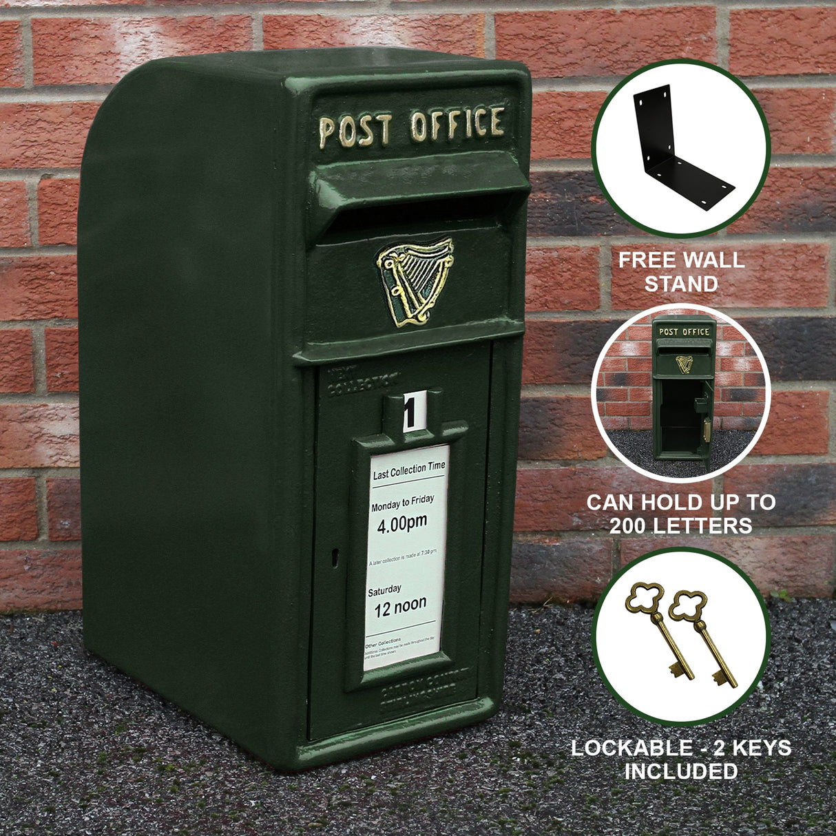 Green Irish Post Box - Used - Acceptable