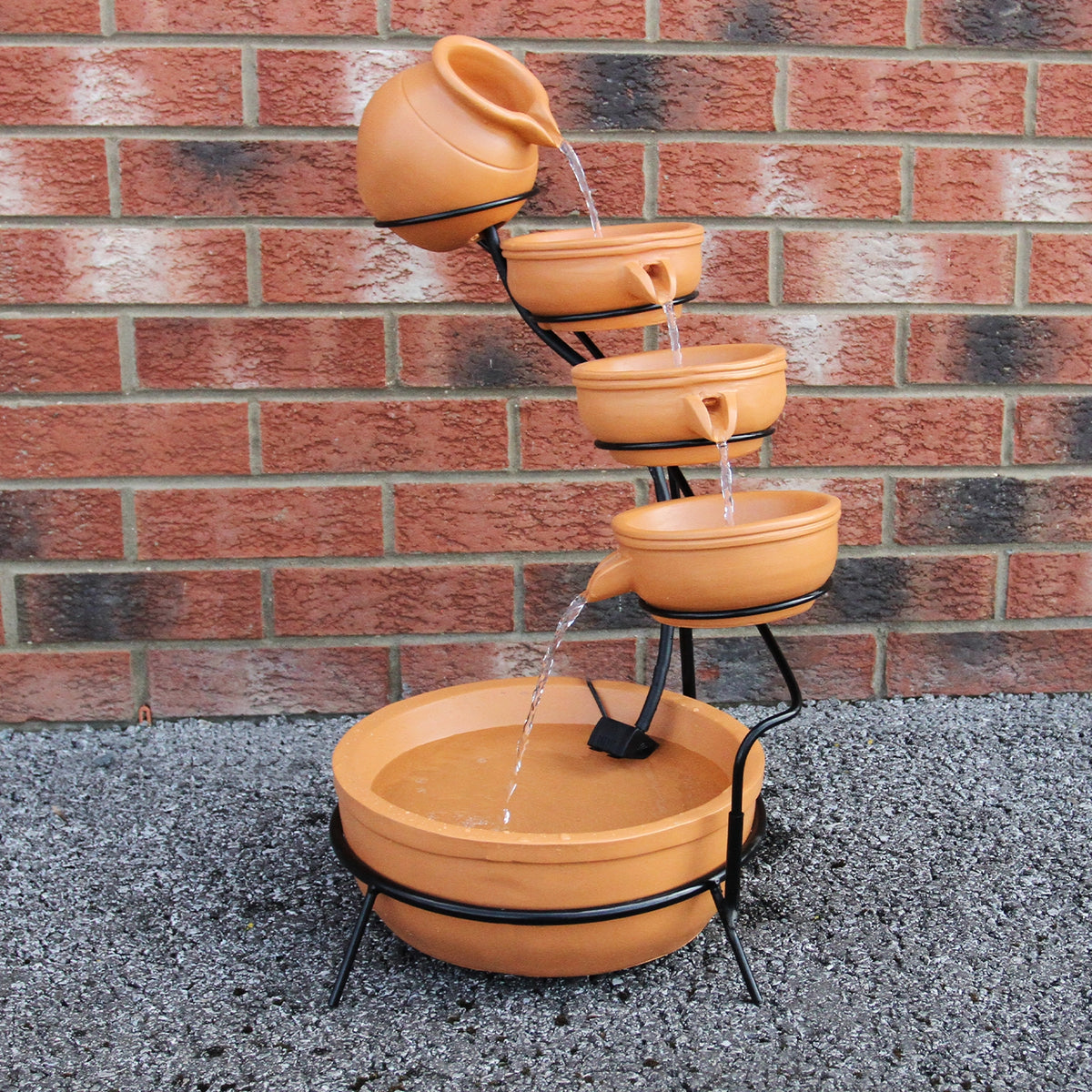 Terracotta 4 Tier Spilling Bowls Water Feature - Used - Good