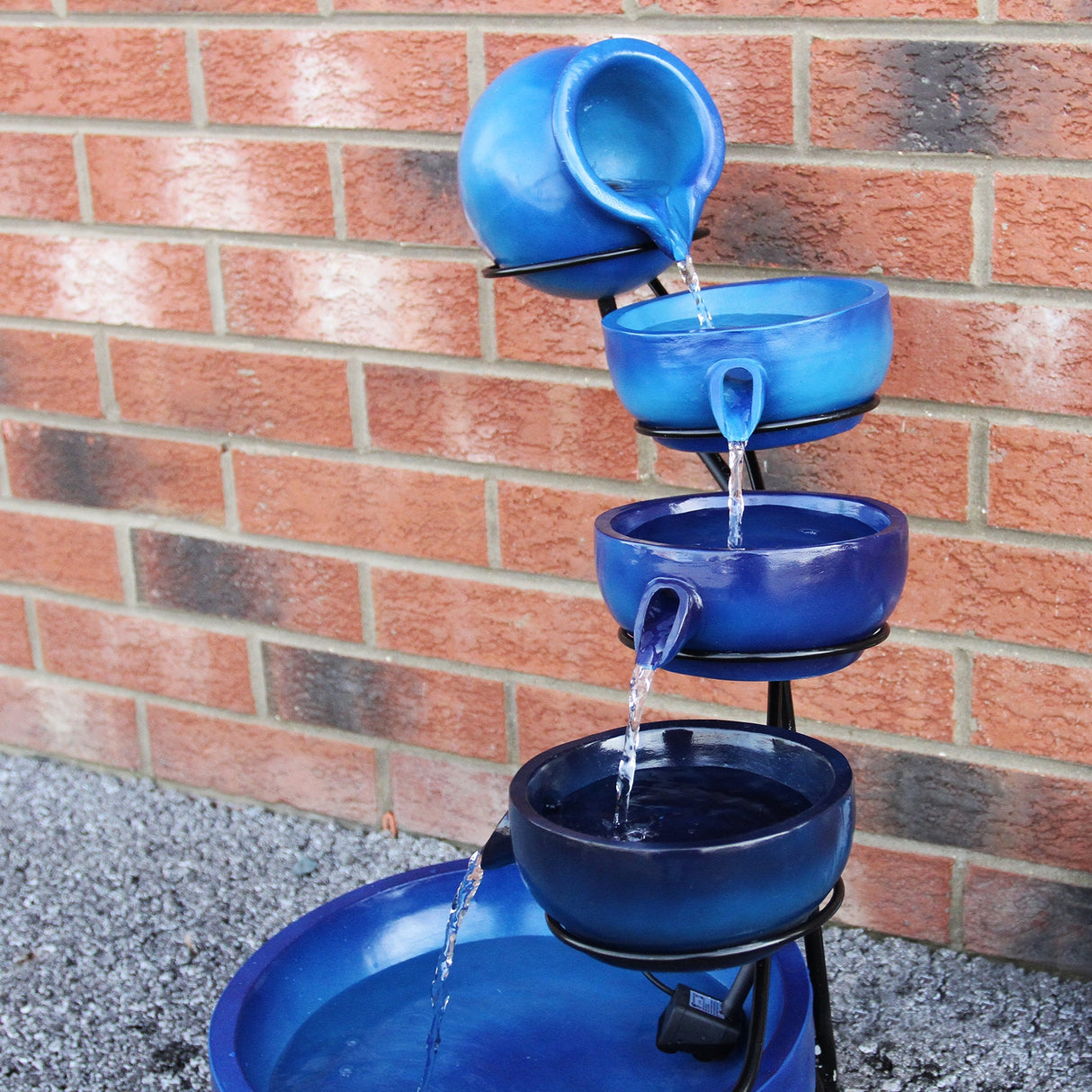 Blue 4 Tier Spilling Bowls Water Feature - Used - Acceptable