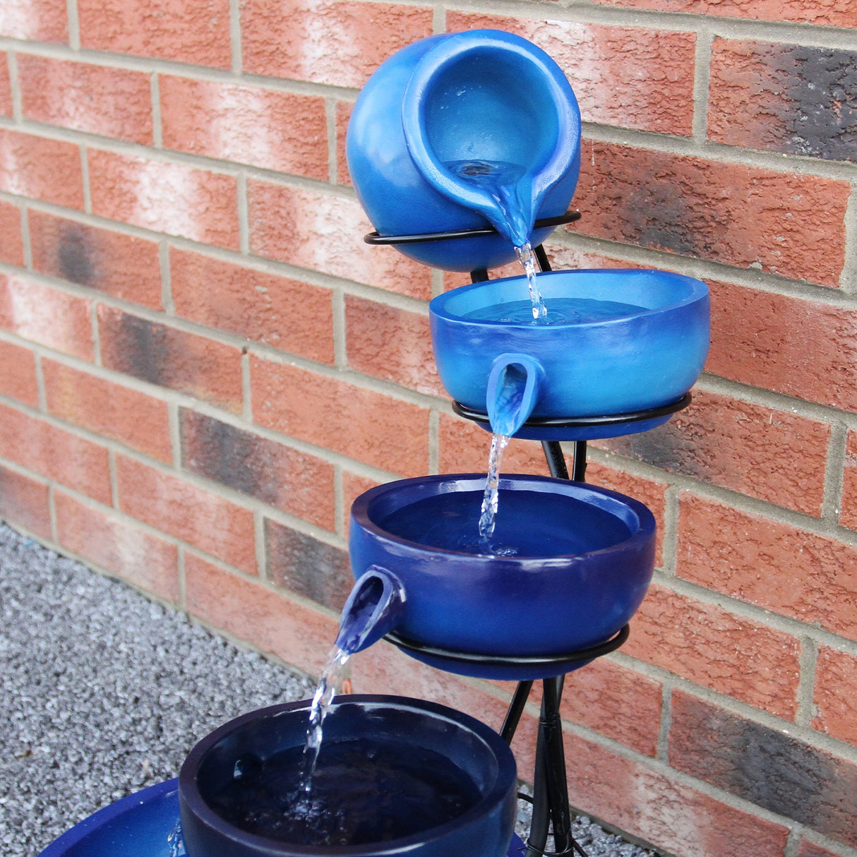Blue 4 Tier Spilling Bowls Water Feature - Used - Acceptable