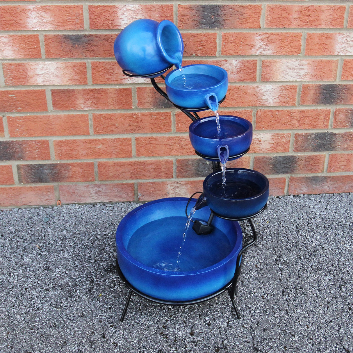 Blue 4 Tier Spilling Bowls Water Feature - Used - Acceptable