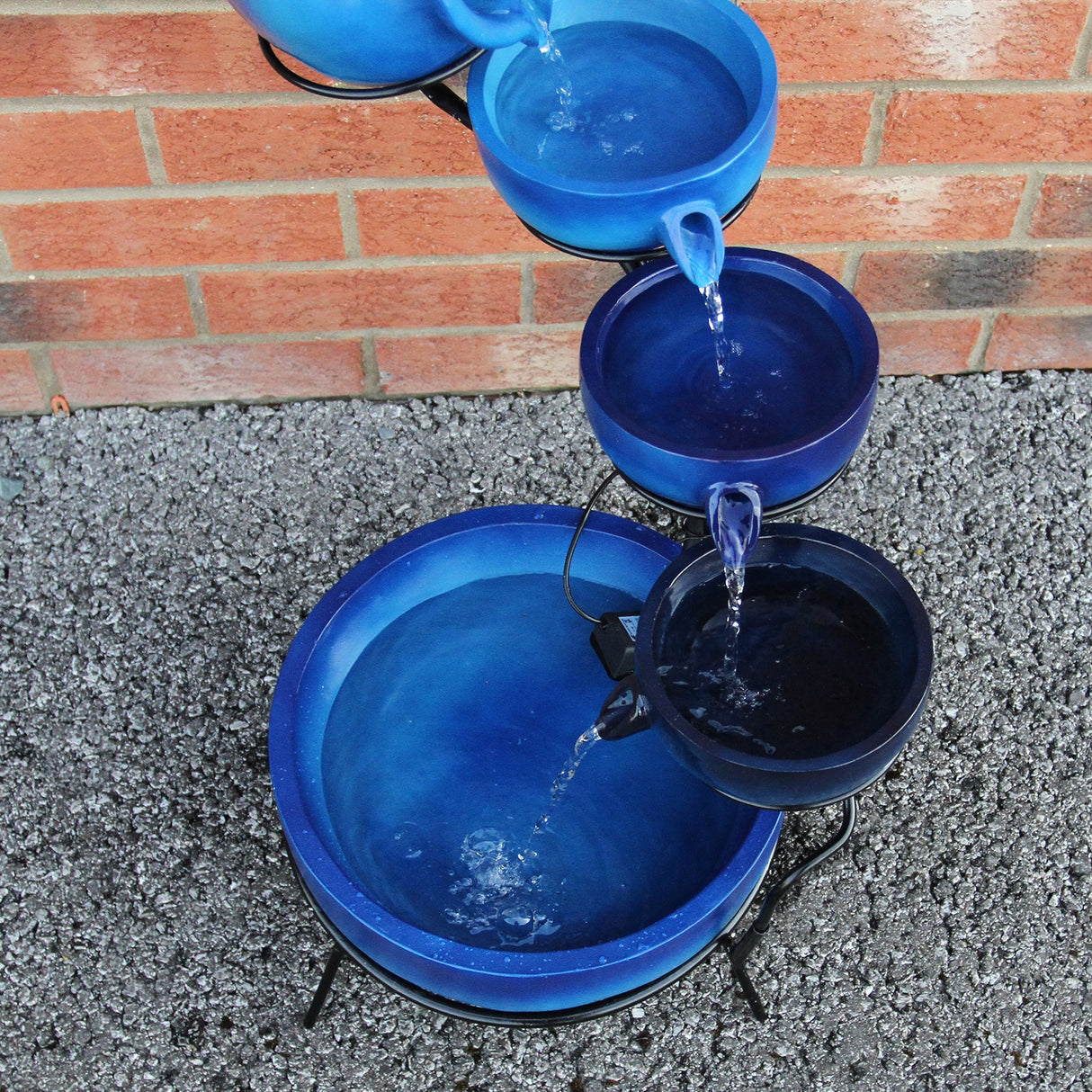Blue 4 Tier Spilling Bowls Water Feature - Used - Acceptable