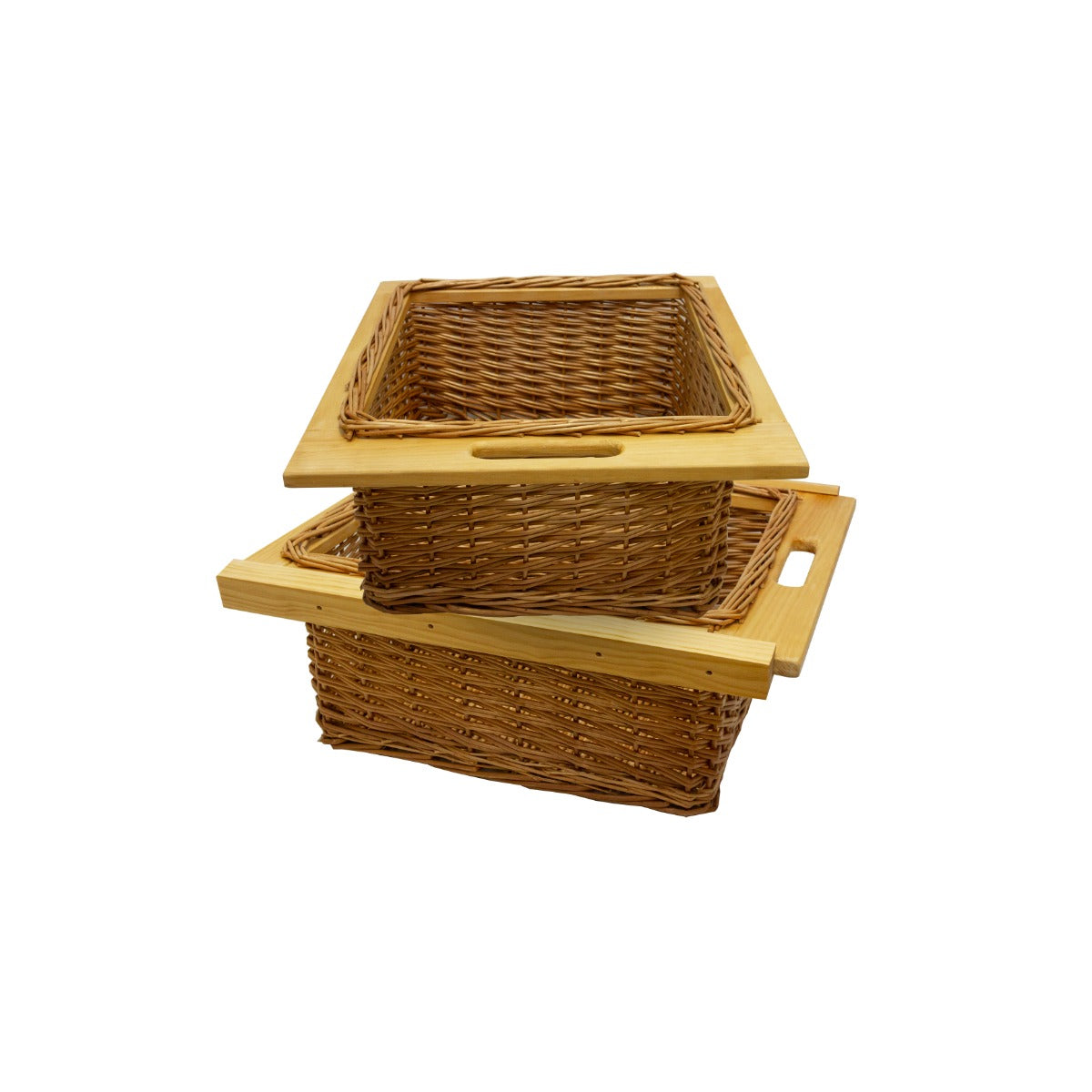 2 x Pull Out Wicker Kitchen Baskets 500mm - Used - Very Good