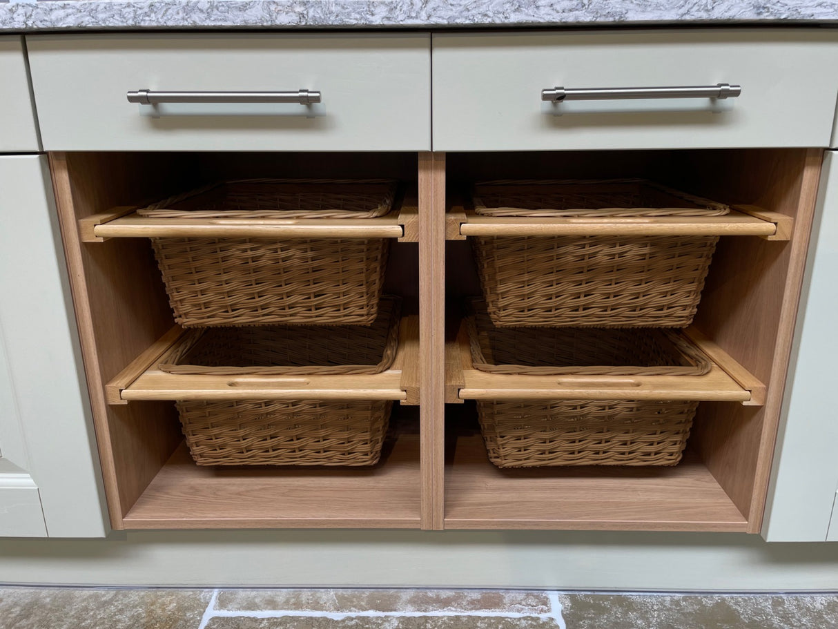 2 x Pull Out Wicker Kitchen Baskets 500mm - Used - Very Good