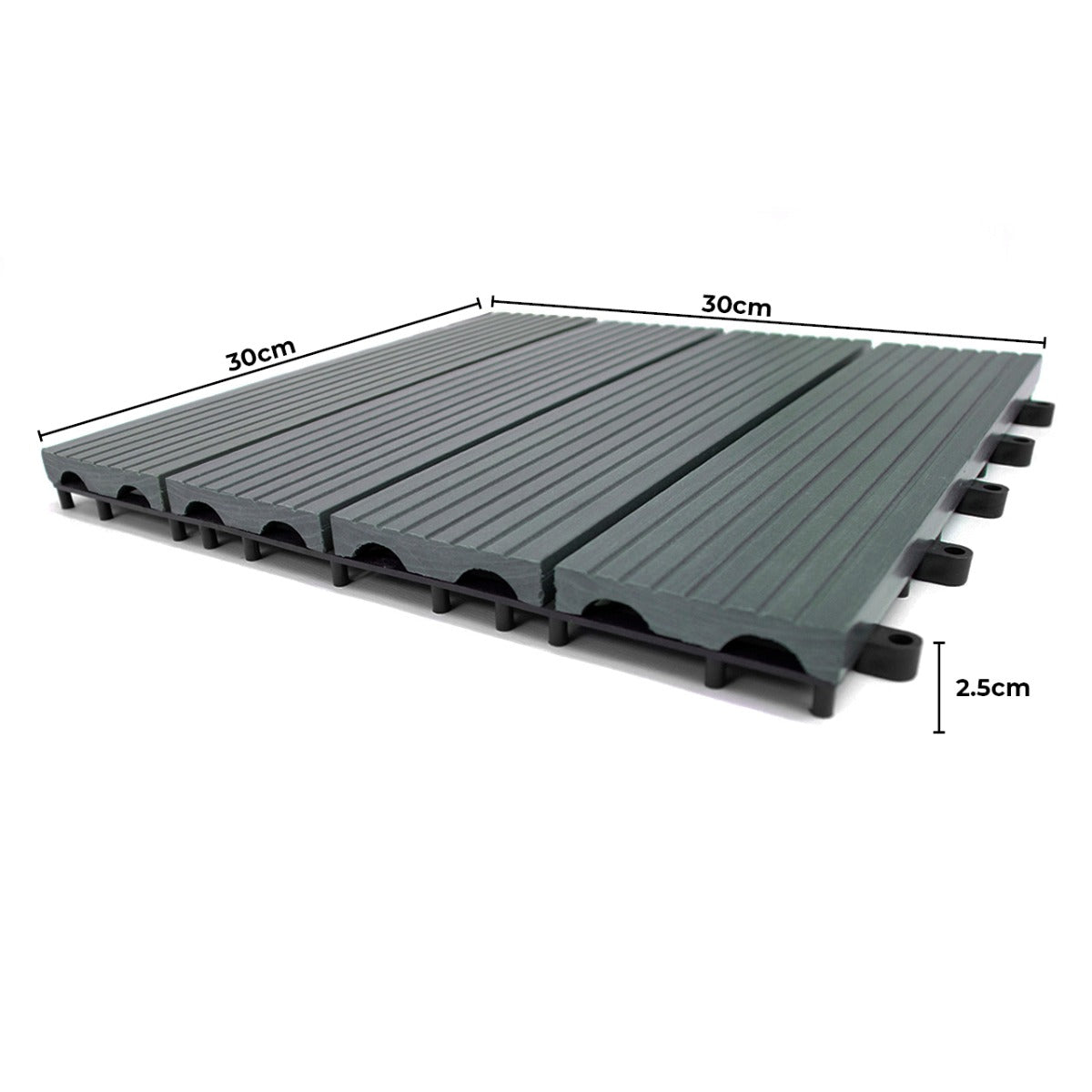 33 x WPC Decking Floor Tiles 30x30cm - Grey - Used - Acceptable
