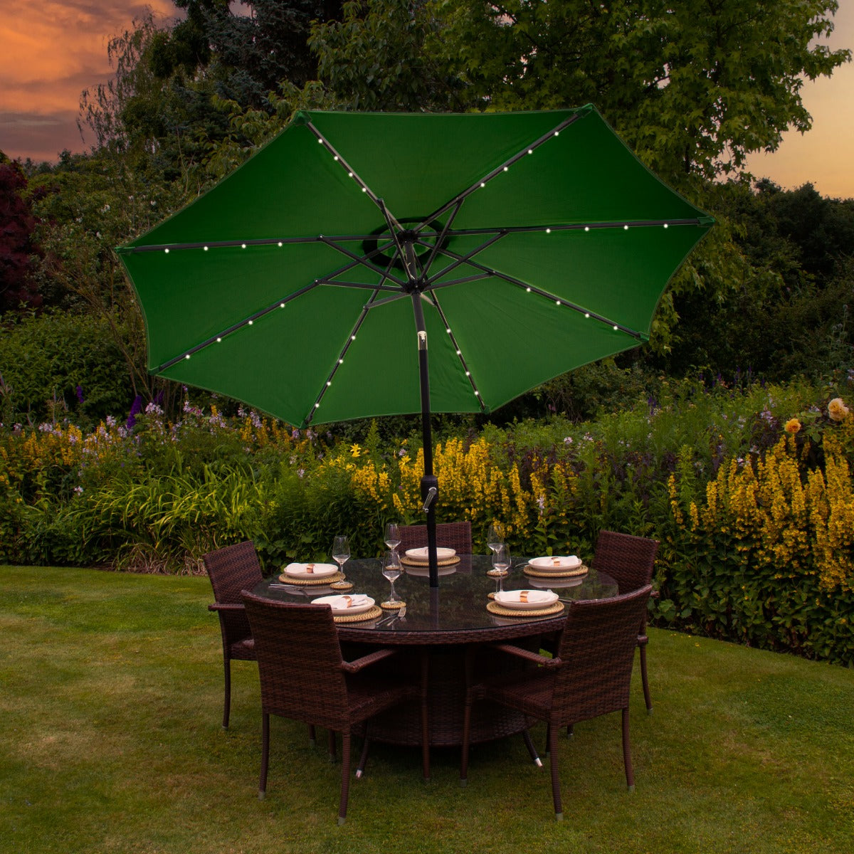 Green 2.7m LED Tilt Parasol - Used - Good