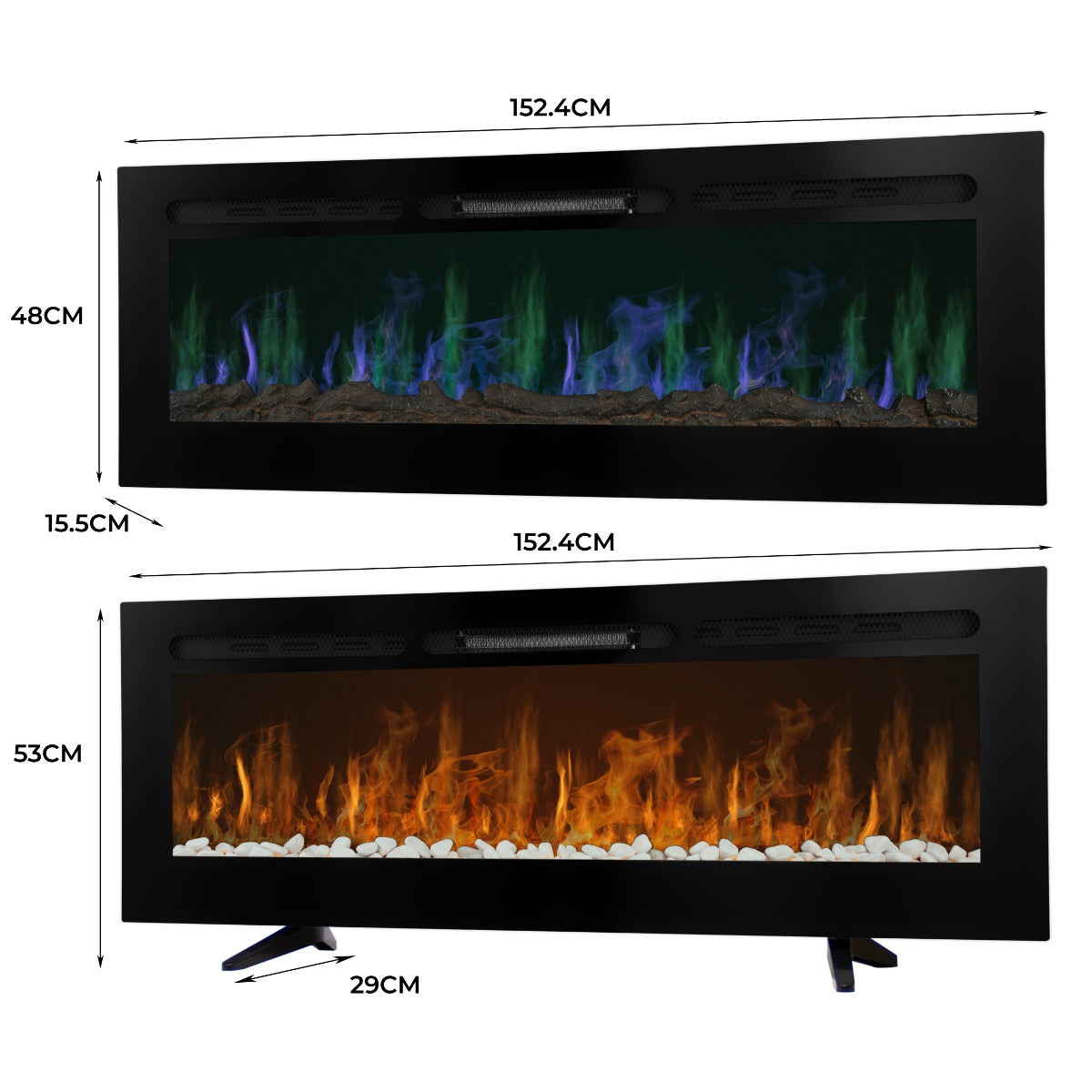 Electric Inset Fireplace 60” - Used - Acceptable