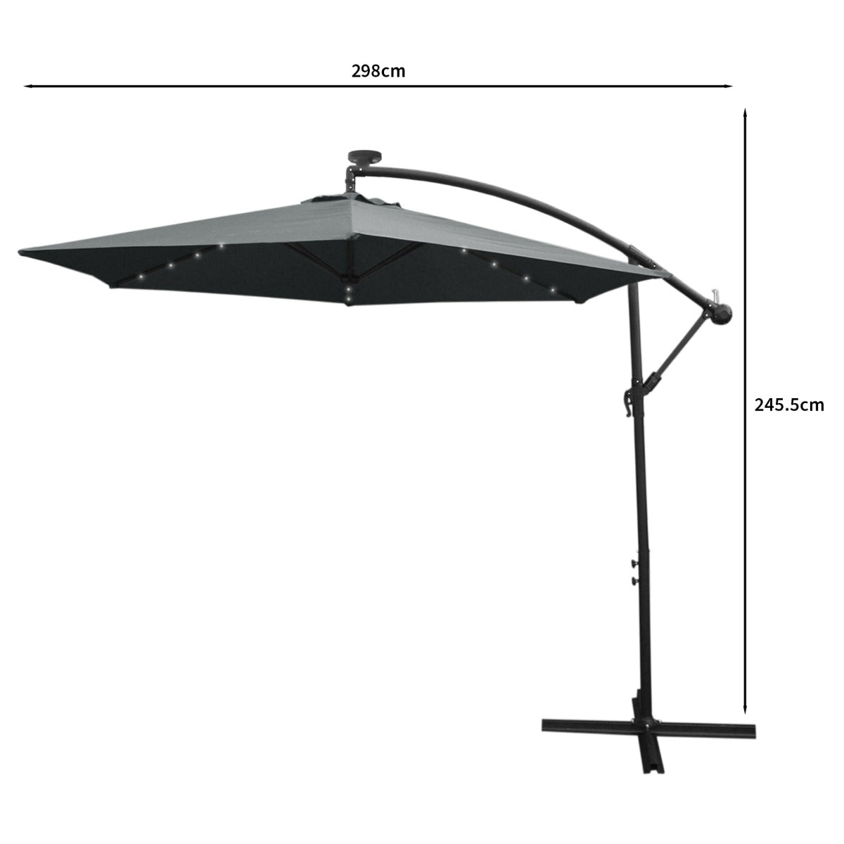 Grey 3m LED Cantilever Parasol - Used - Very Good