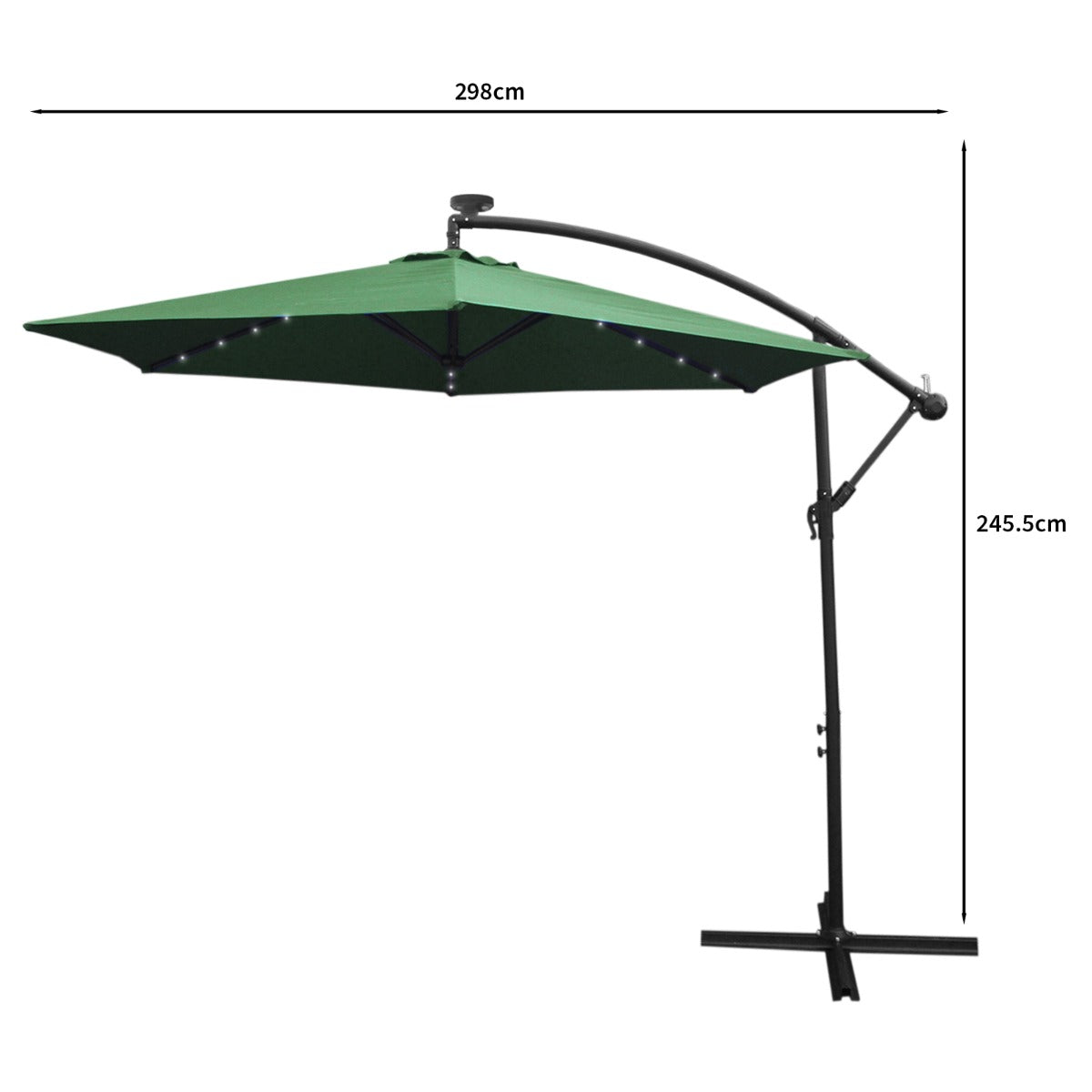 Green 3m LED Cantilever Parasol - Used - Very Good