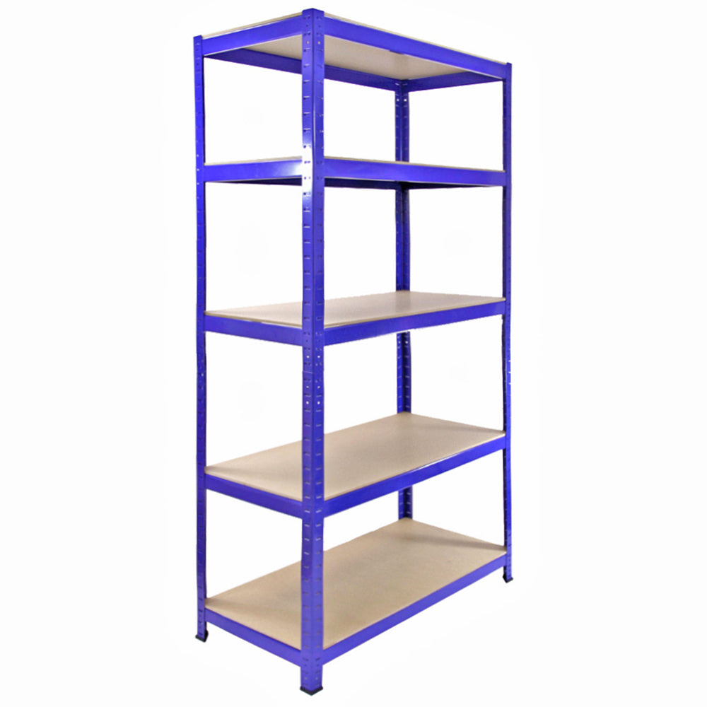 5 x 90cm Blue Storage Racks with 4200kg Capacity, Free Bay Connectors and Mallet - Used - Good