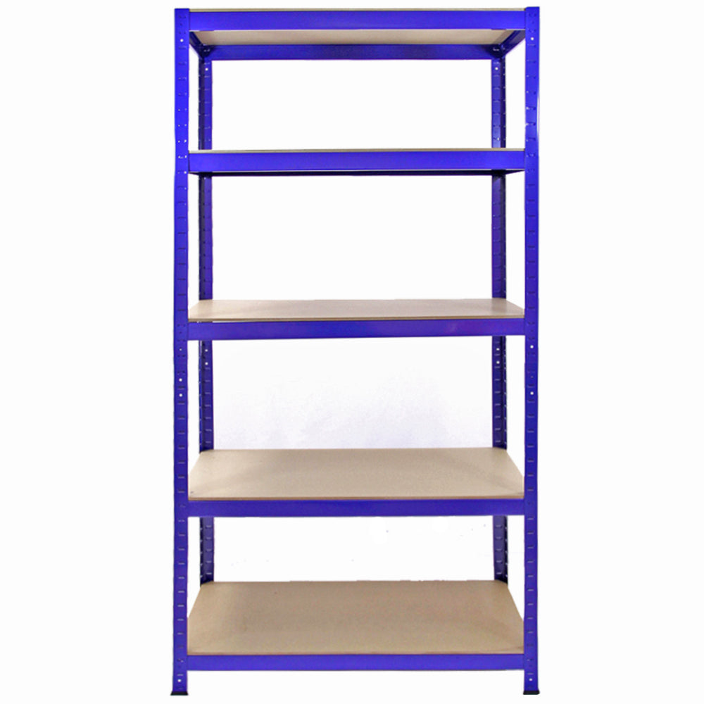 5 x 90cm Blue Storage Racks with 4200kg Capacity, Free Bay Connectors and Mallet - Used - Good