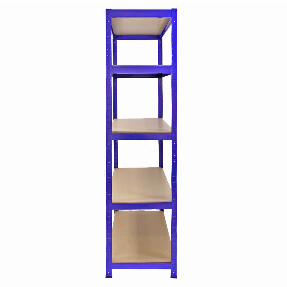 5 x 90cm Blue Storage Racks with 4200kg Capacity, Free Bay Connectors and Mallet - Used - Good