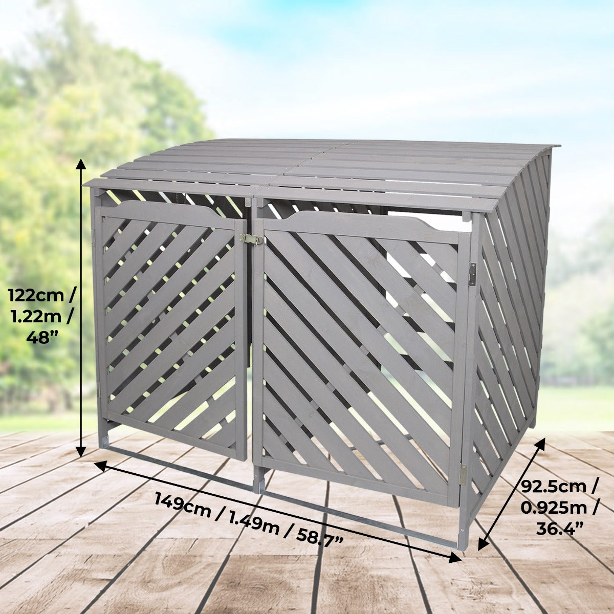 Grey Wash Double Wheelie Bin Storage - Used - Acceptable