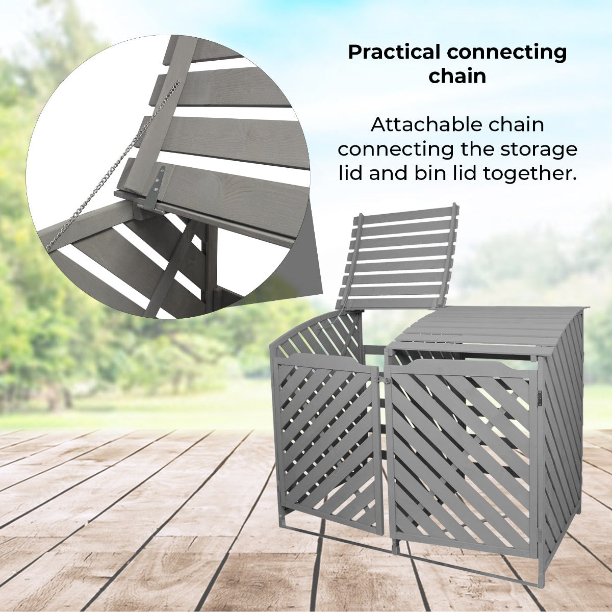 Grey Wash Double Wheelie Bin Storage - Used - Acceptable