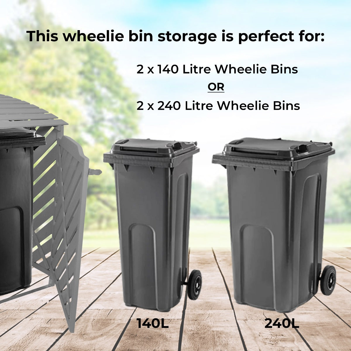 Grey Wash Double Wheelie Bin Storage - Used - Acceptable