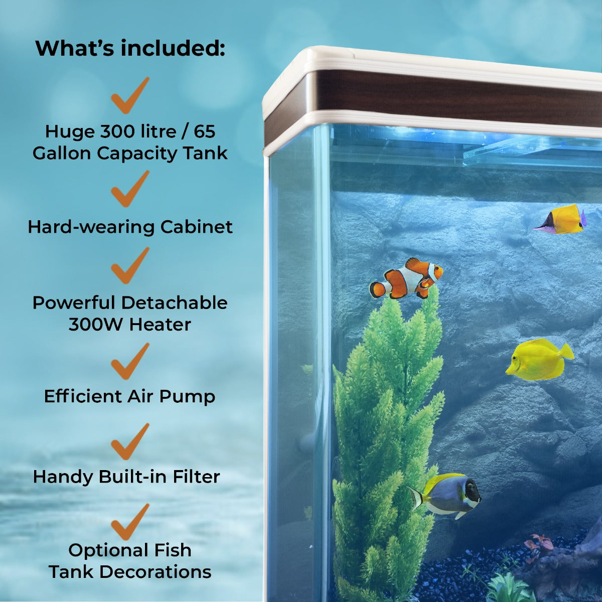Aquarium Fish Tank & Cabinet with Complete Starter Kit - White Tank & Natural Gravel - Like New