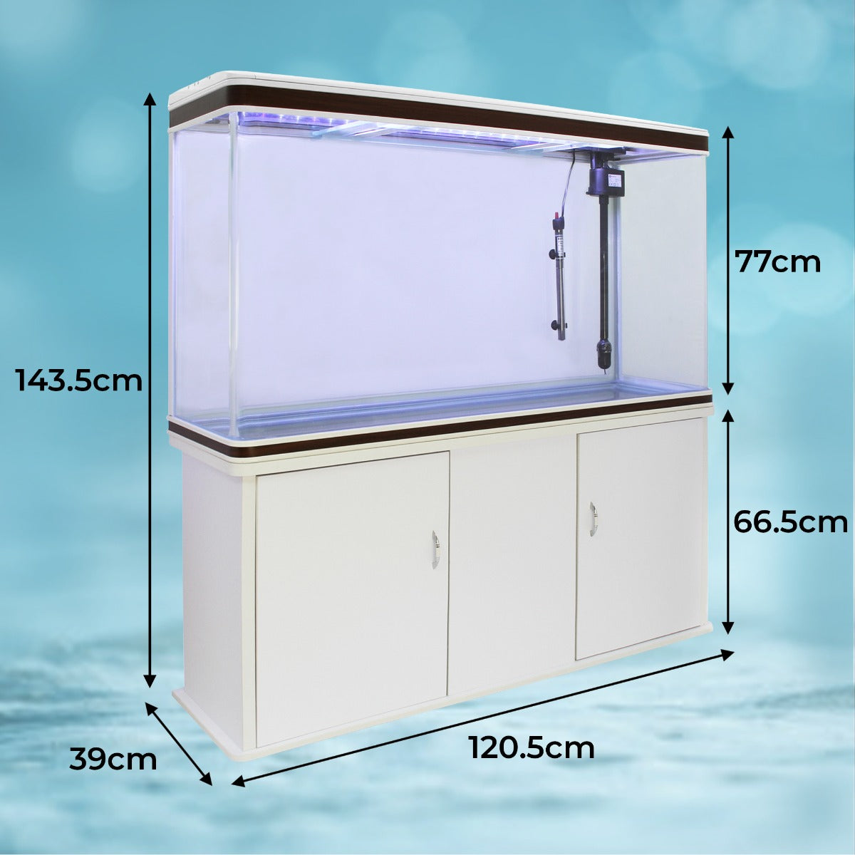 Aquarium Fish Tank & Cabinet with Complete Starter Kit - White Tank & Natural Gravel - Like New