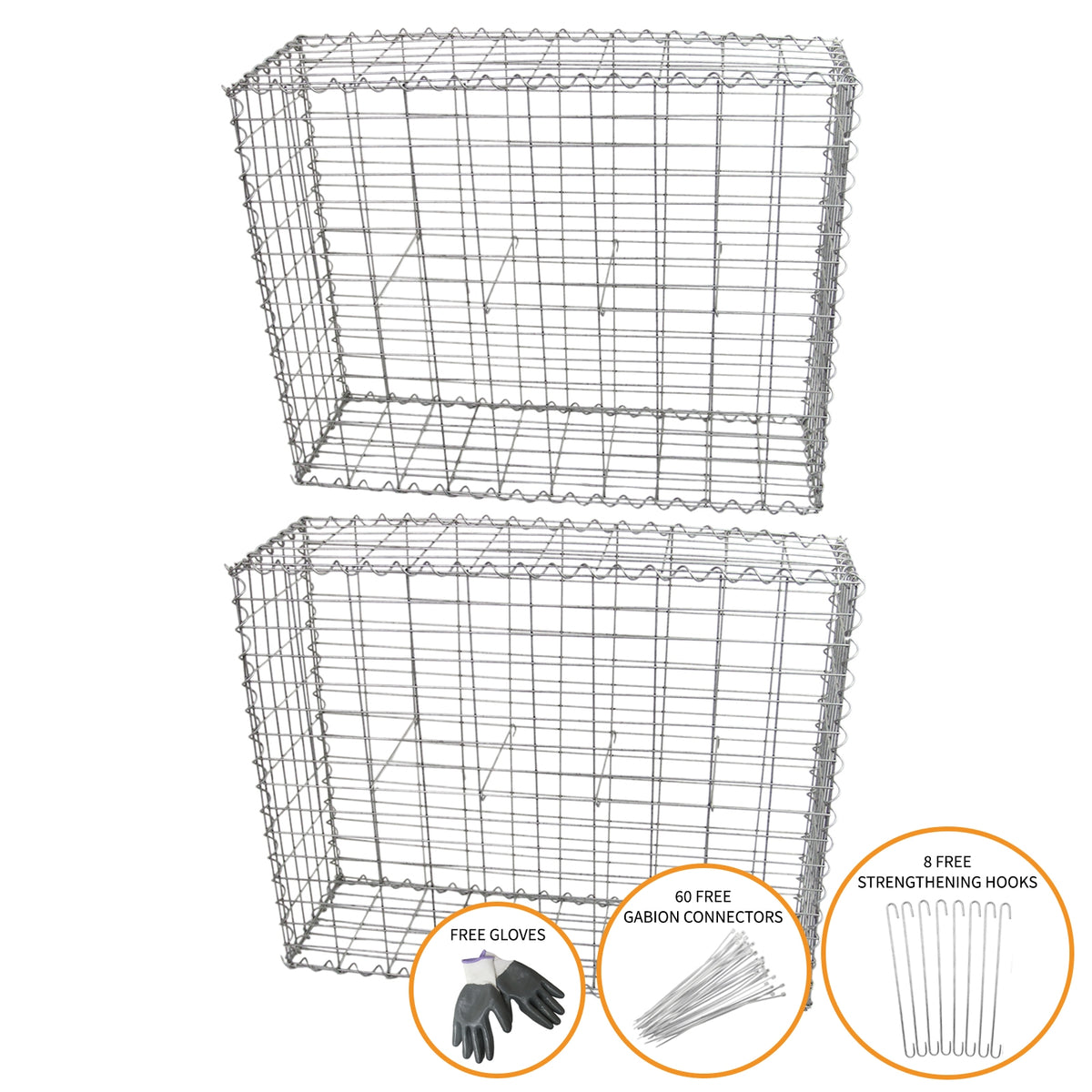 Gabion Baskets 100 x 80 x 30cm / 2 Pack - Like New