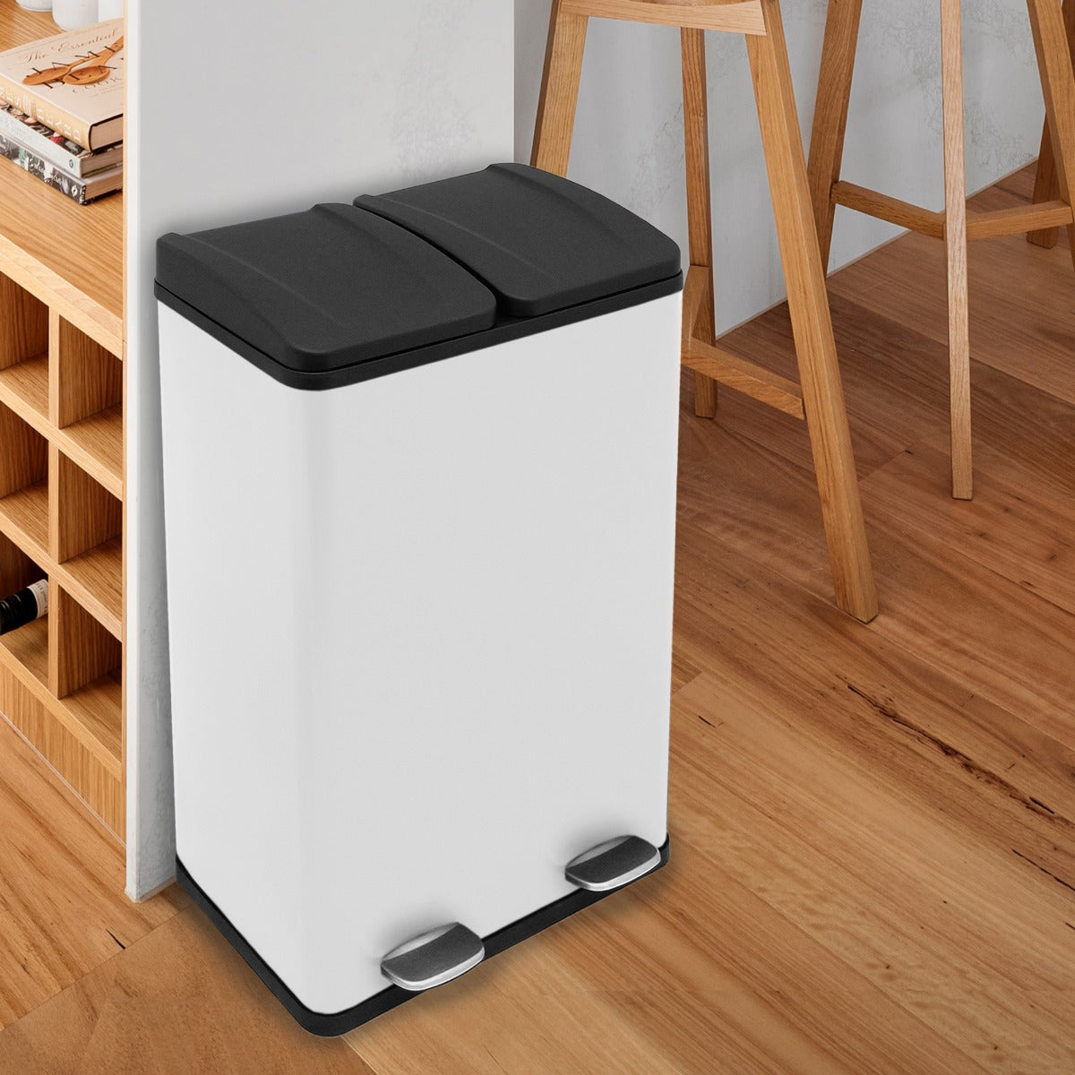 60L Dual Pedal Bin In White - Used - Good
