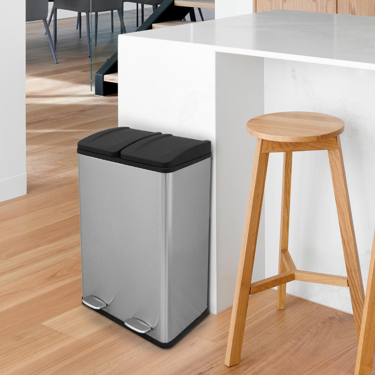 60L Dual Pedal Bin In Stainless Steel - Used - Acceptable