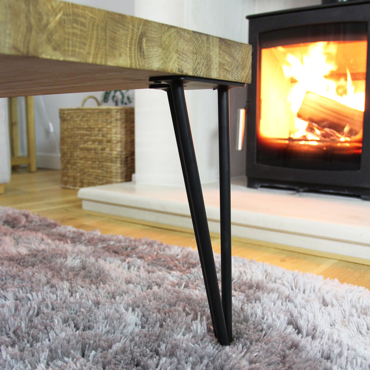 4 x 28" Hairpin Legs - 3 Prong - 12mm - Black - Like New