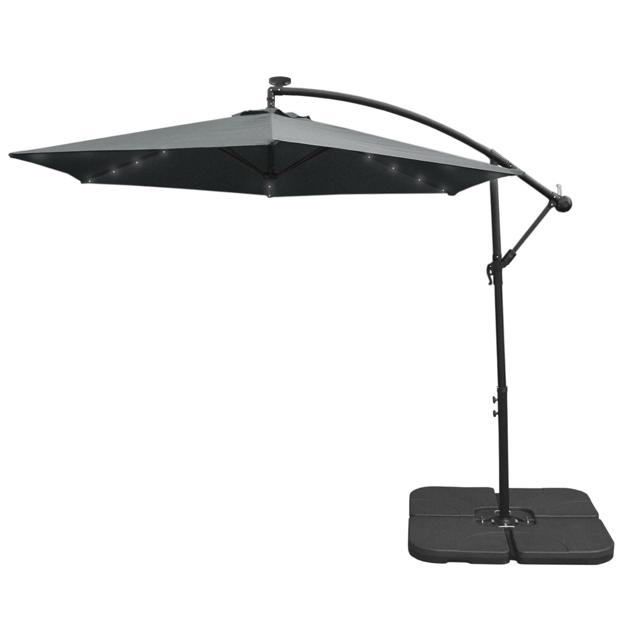 Grey 3m LED Cantilever Parasol & Plain Base - Used - Acceptable
