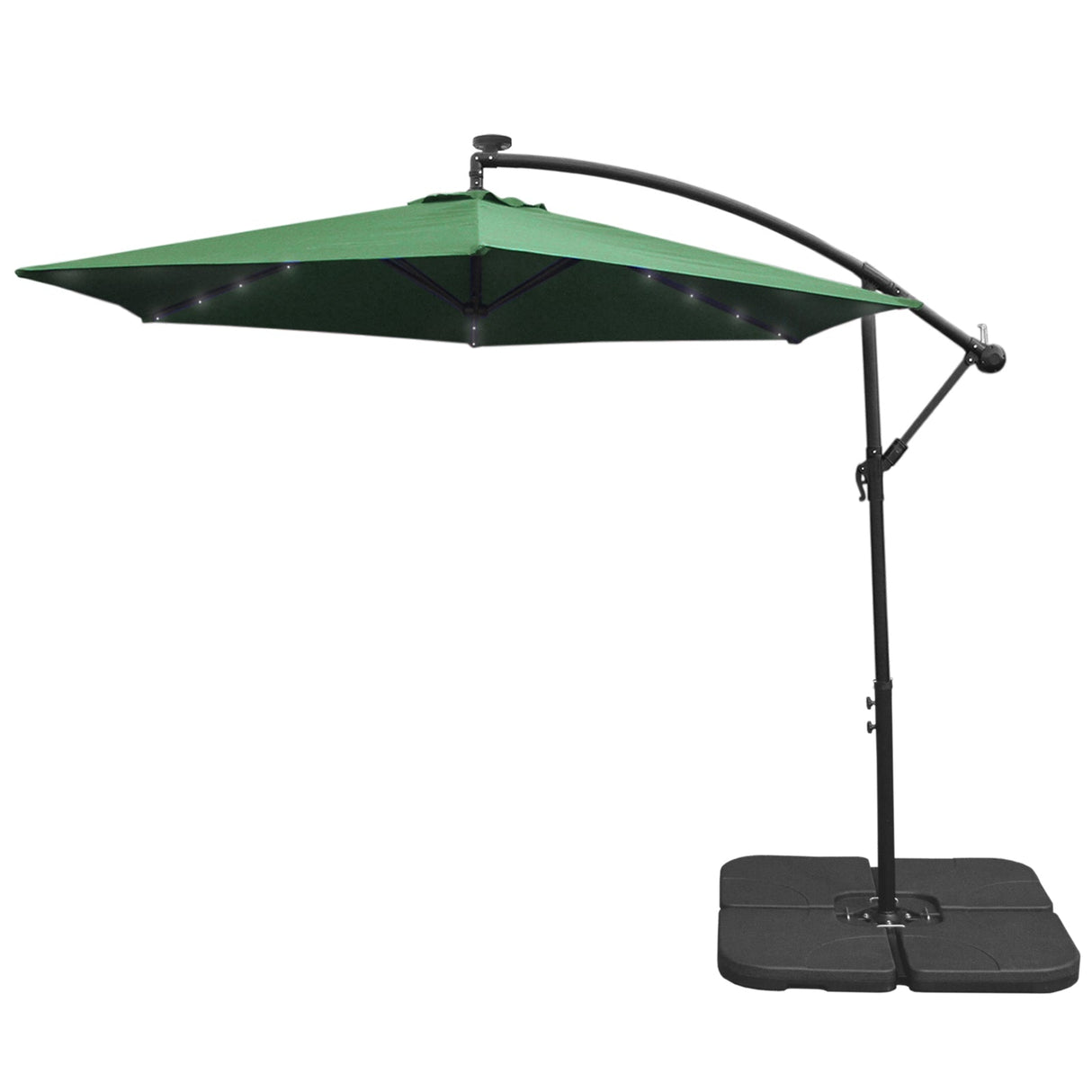 Green 3m LED Cantilever Parasol & Plain Base - Used - Acceptable
