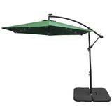 Green 3m LED Cantilever Parasol & Plain Base - Used - Acceptable