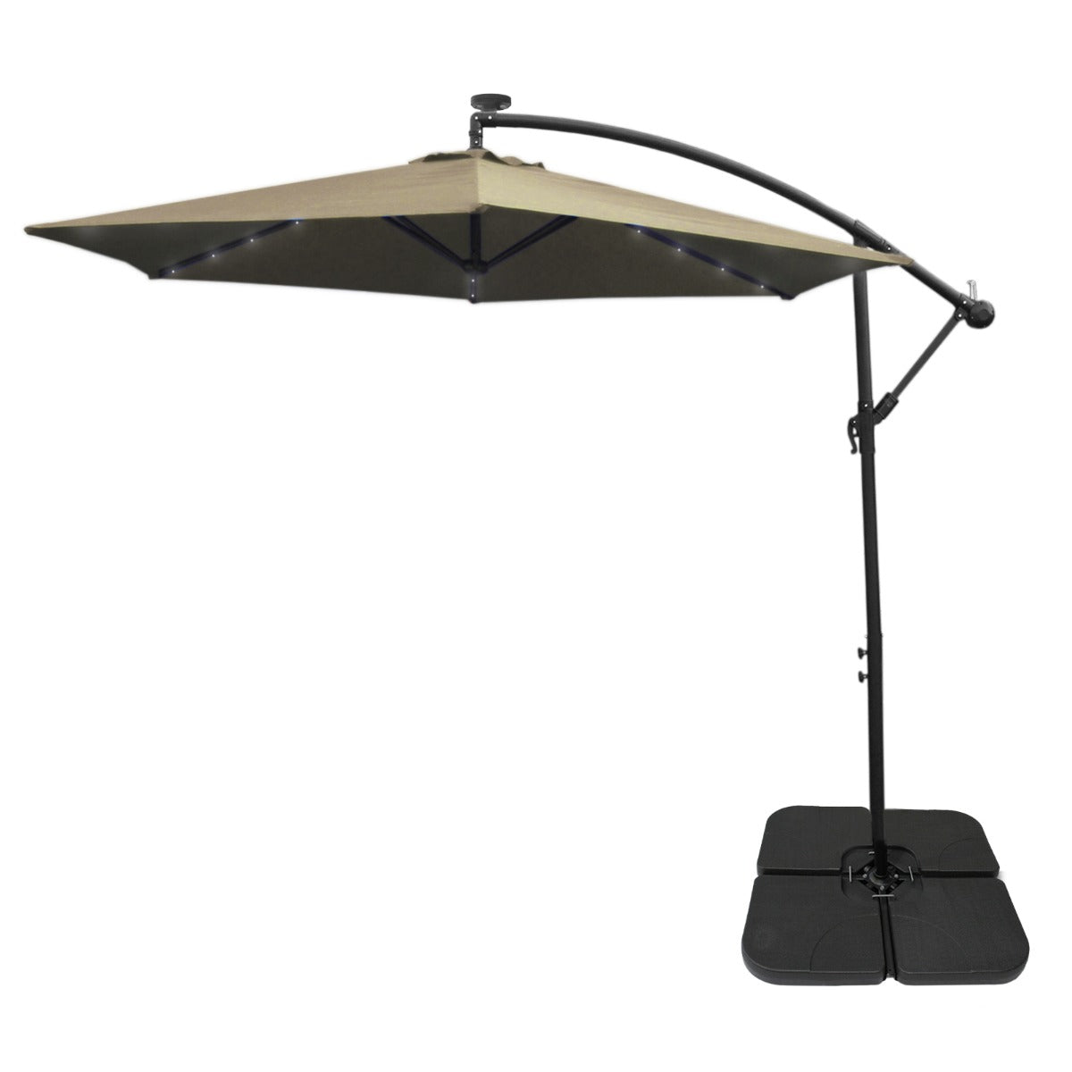 Beige 3m LED Cantilever Parasol With Plain Base - Used - Good