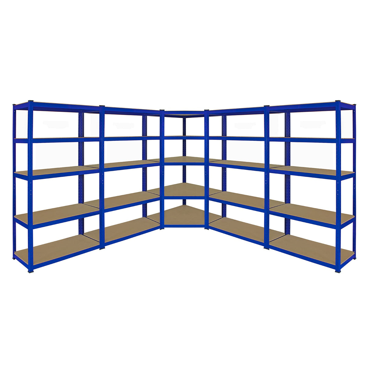 Monster Racking T-Rax Corner Shelving Unit & 4x 90cm Garage Storage Bays, Blue - Used - Very Good