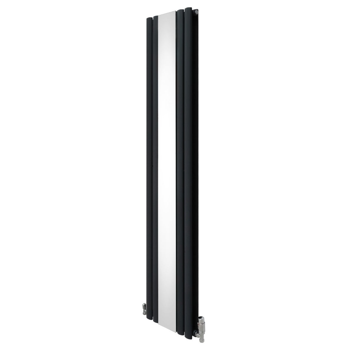 Oval Mirror Radiator & Valves - 1800mm x 380mm - Anthracite Grey - Used - Good